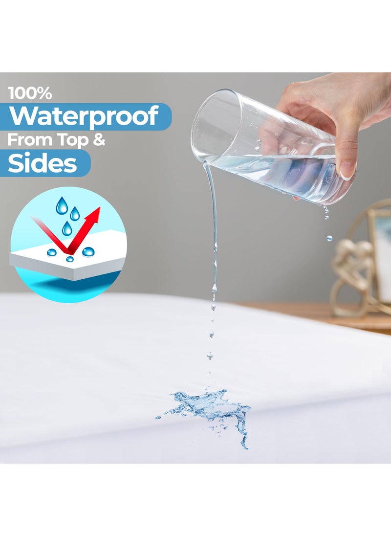 Utopia Bedding Utopia Bedding Waterproof 5-Sided Mattress Protector California King Size  Premium Breathable Mattress Cover  Fitted Style with Stretchable Pockets (White)  - Image 2