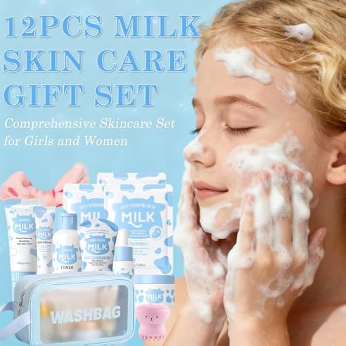 BliBling Milk Skincare Set for Girls & Teens, Milk Skin Care For Teens Girls, 12 IN 1 Moisturizing & Gentle Milk Skin Care For Girl, Skincare Christmas Birthday Gifts for Girl and Women, All Skin Types - Image 2