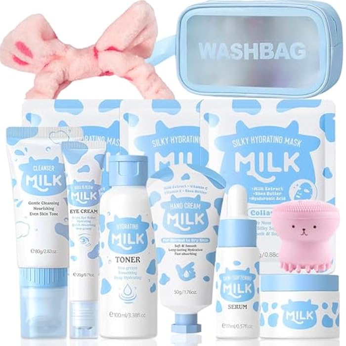 BliBling Milk Skincare Set for Girls & Teens, Milk Skin Care For Teens Girls, 12 IN 1 Moisturizing & Gentle Milk Skin Care For Girl, Skincare Christmas Birthday Gifts for Girl and Women, All Skin Types - Image 1