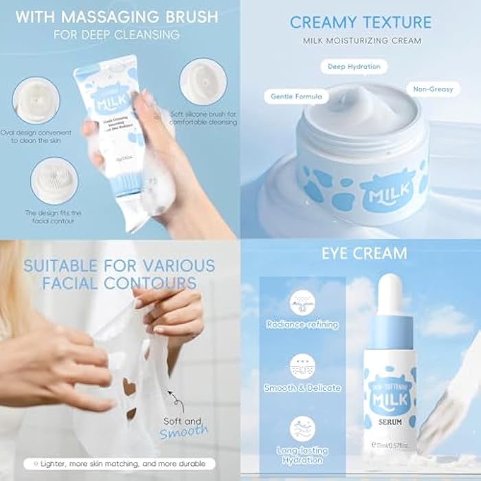 BliBling Milk Skincare Set for Girls & Teens, Milk Skin Care For Teens Girls, 12 IN 1 Moisturizing & Gentle Milk Skin Care For Girl, Skincare Christmas Birthday Gifts for Girl and Women, All Skin Types - Image 4