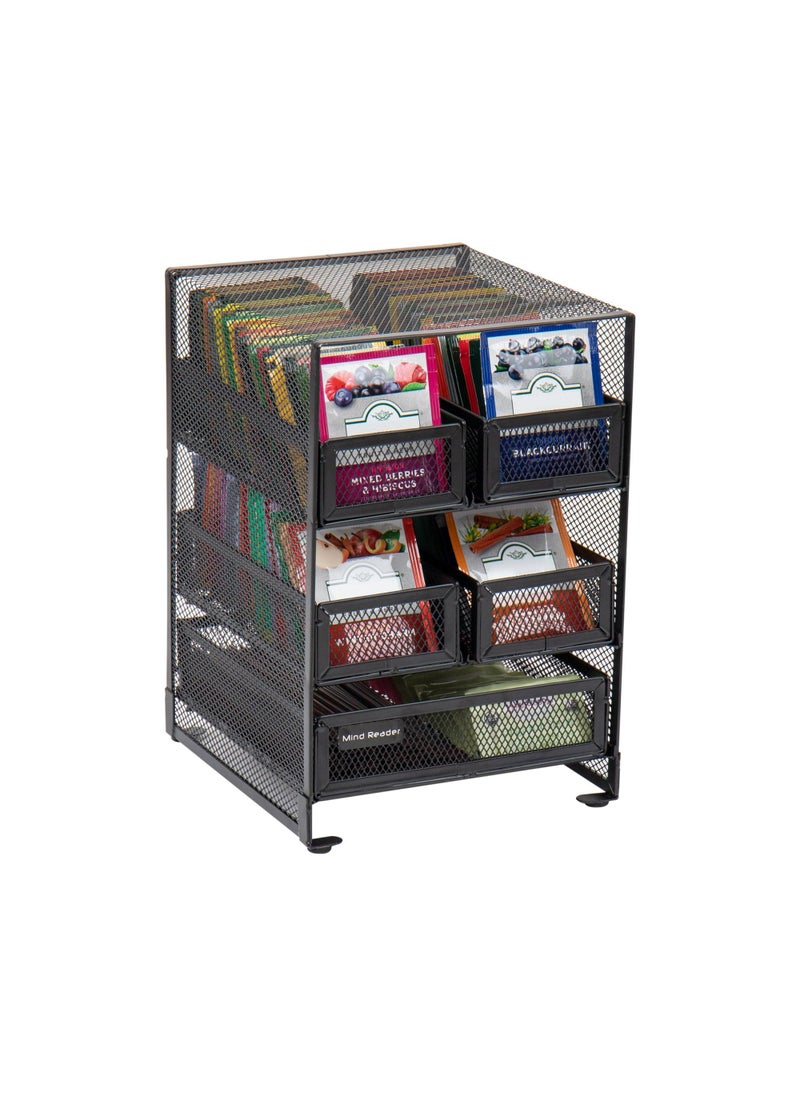 Mind Reader Mind Reader Tea Bag Organizer Tea Station Organizer Countertop Storage Kitchen Metal Mesh 7 L x 675 W x 10 H Black 