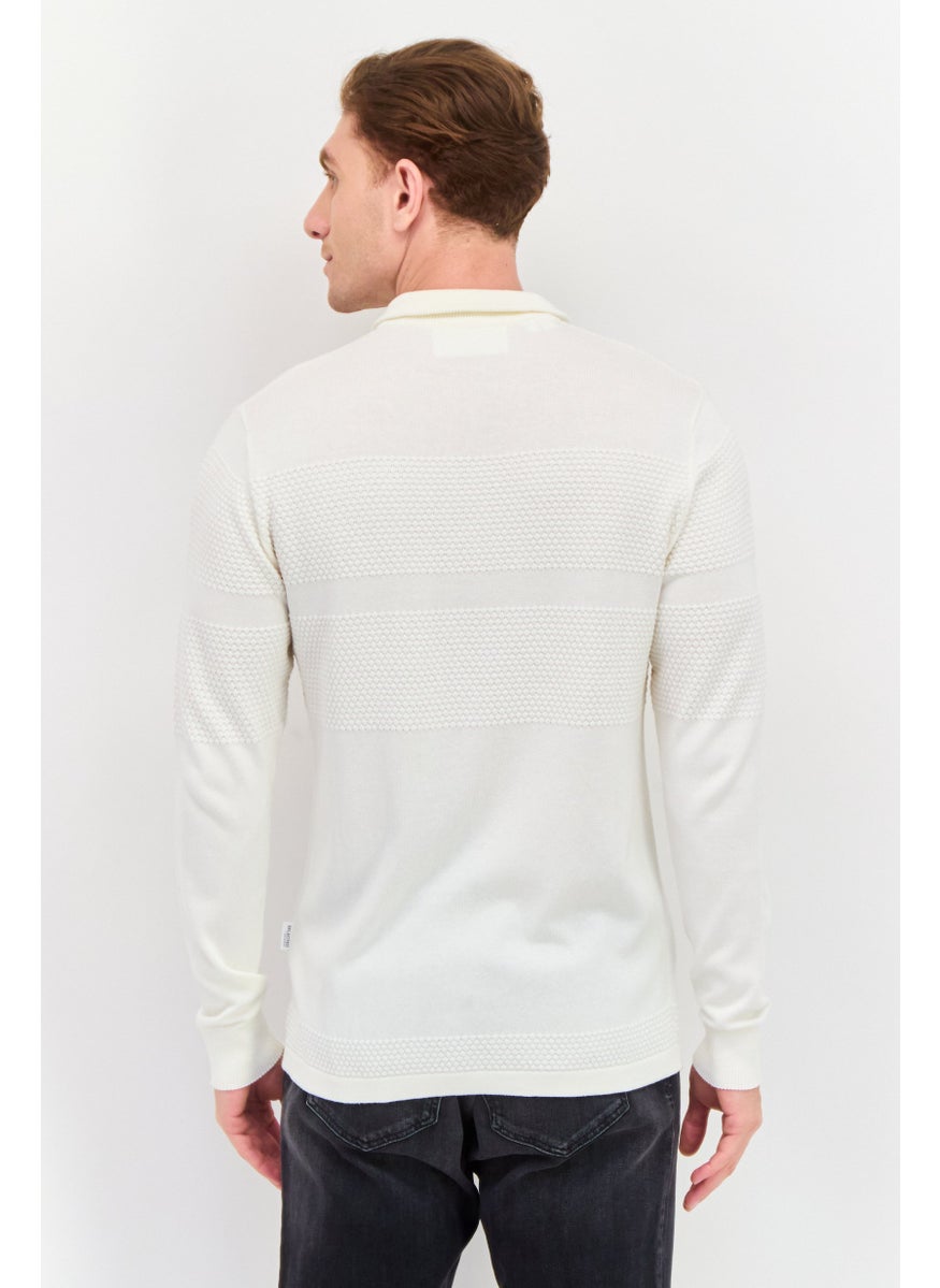 Selected Homme Men Mock Neck Long Sleeves Plain Cardigan, White  - Image 4
