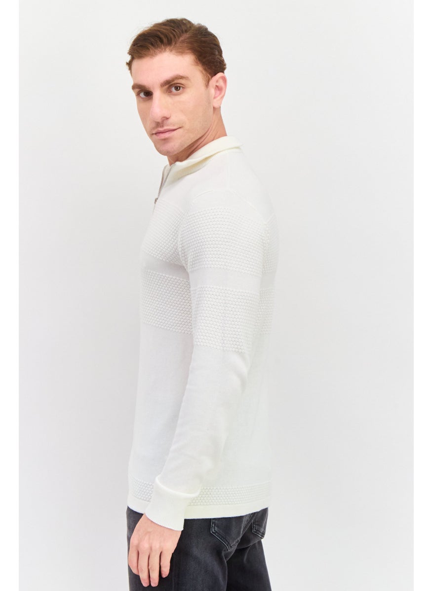 Selected Homme Men Mock Neck Long Sleeves Plain Cardigan, White  - Image 3