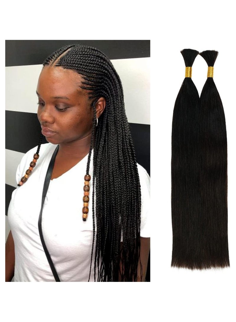 إستيل شعر بشري مفرود بكميات كبيرة للضفائر 100% وصلات شعر ريمي بشري لون طبيعي 1b - Image 1