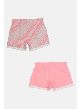 DKNY Toddlers Girl 2 Pieces Brand Logo Basic Shorts, Pink/Grey  - Image 2