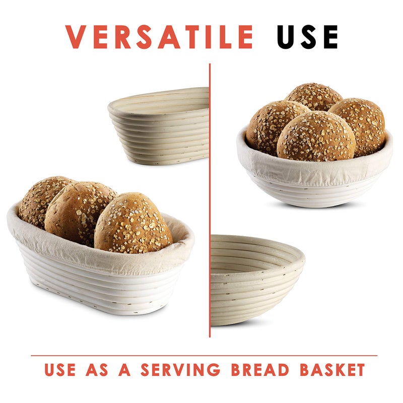 Swice Banneton Bread Proofing Basket [Set Of 2 ] Round 9 Inch Handmade Rattan Baskets And Liners For Sourdough - Image 3