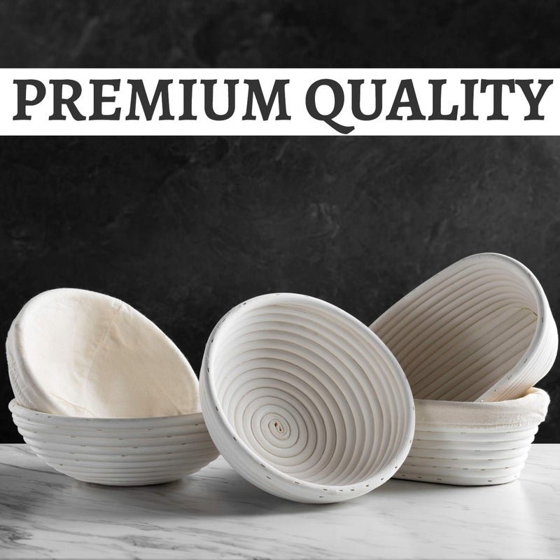 Swice Banneton Bread Proofing Basket [Set Of 2 ] Round 9 Inch Handmade Rattan Baskets And Liners For Sourdough - Image 5