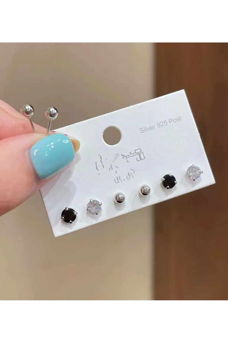 Goolsky Set of 6 Minimalist White Stone Stud Earrings – Trendy Small Earrings for Women, Unique Boutique Design, Elegant & Lightweight Jewelry  - Image 2