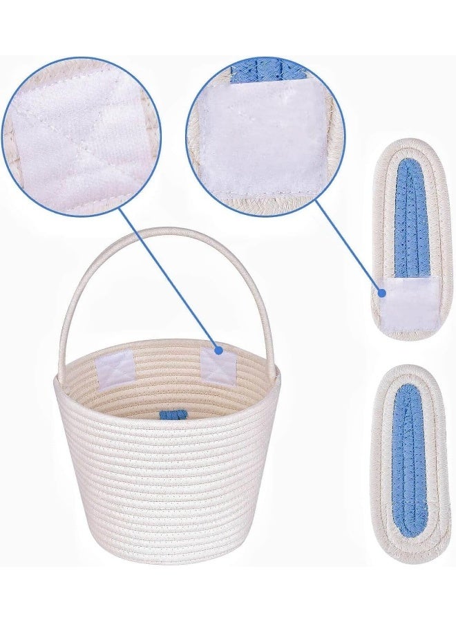 CubesLand Easter Basket for Boys Girls Easter Bunny Basket with Rabbit Ears, Easter Egg Hunting Basket Easter Baskets for Children Kids Babies First Easter Gifts Blue White 9.8 x 7.8 x 7.8â€ - Image 5