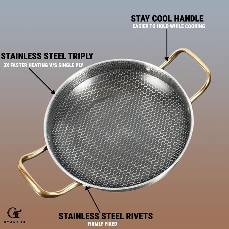 Gyanadh Honeycomb Coating NonStick Pan Seafood Frying Pan Hong Style 26 cm Diameter Versatile Honeycomb Nonstick - Image 5