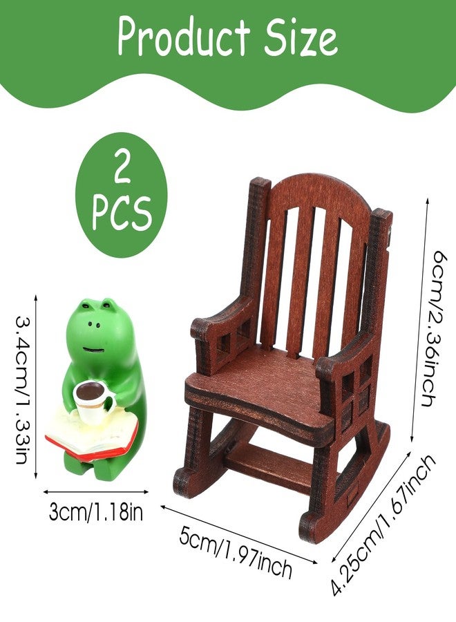 HaiFafafaing Mini Frog Figurine with Small Sofa, Cute Frog Desk Figurines for Office Home Decor, Funny Animal Statues Gifts Ornaments Lovers - Image 2