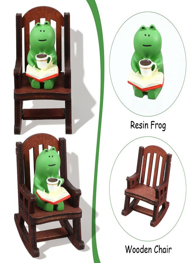 HaiFafafaing Mini Frog Figurine with Small Sofa, Cute Frog Desk Figurines for Office Home Decor, Funny Animal Statues Gifts Ornaments Lovers - Image 3
