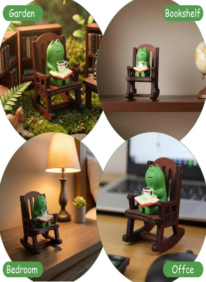 HaiFafafaing Mini Frog Figurine with Small Sofa, Cute Frog Desk Figurines for Office Home Decor, Funny Animal Statues Gifts Ornaments Lovers - Image 4