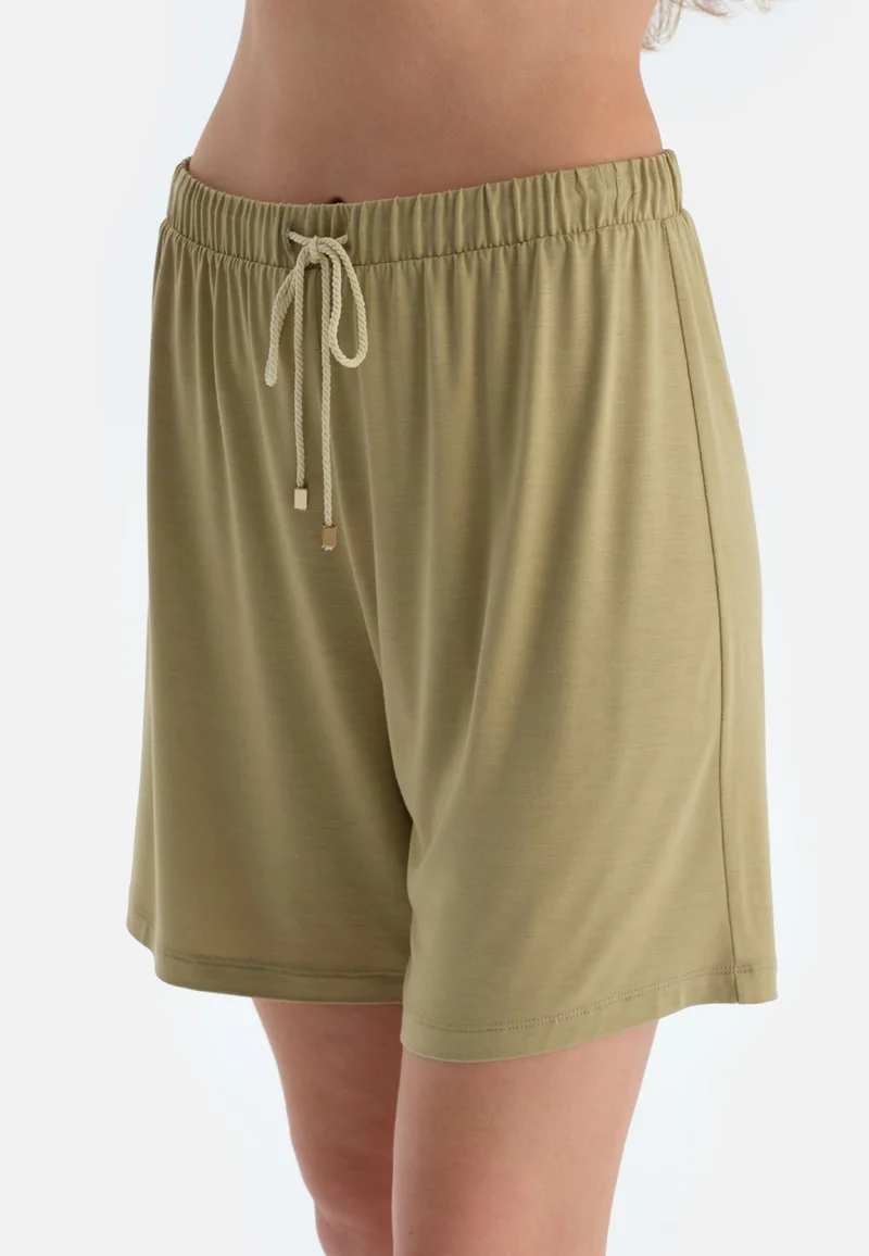 dagi  Mid Rise Green Square Neck Viscose Blend T-shirt & Shorts Nightwear Set for Women | Best Price UAE