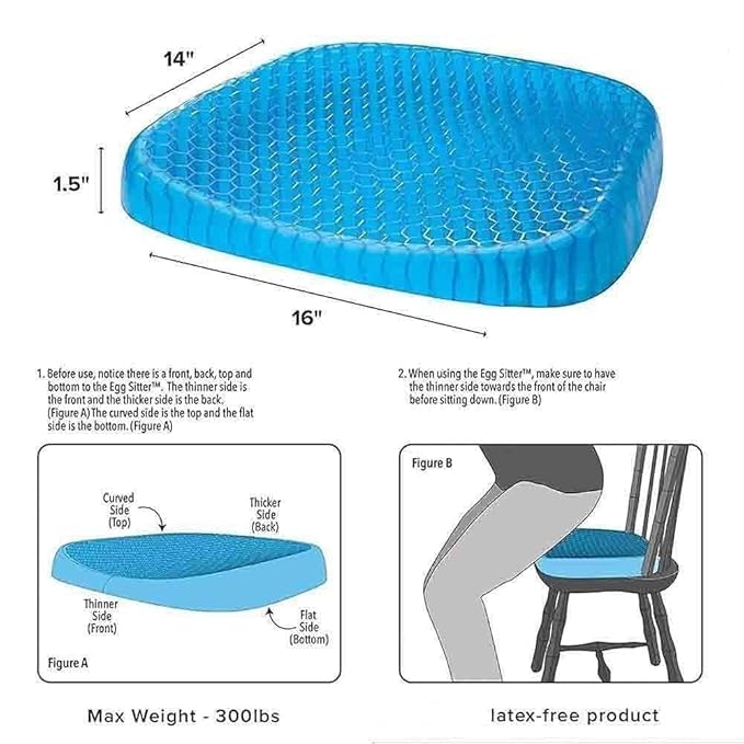 KDOPIX KDOPIX Egg Gel Seat Cushion Ergonomic Breathable Design Pressure Relief Sitter Tailbone Pain Sciatica Pain Back Pain Silicon Seater Cushion Chair Pad with NonSlip Cover - Image 2