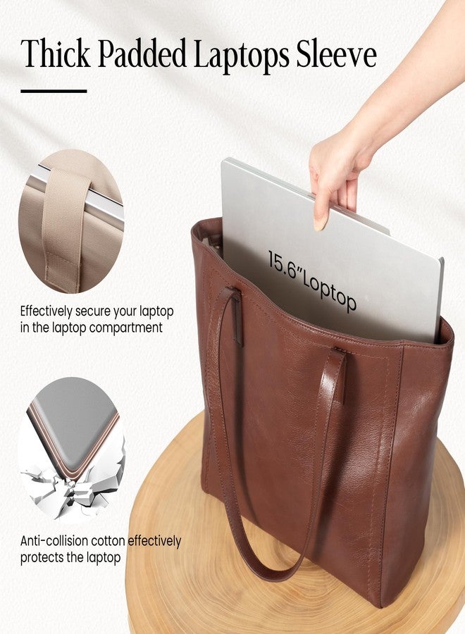 بيفن حقيبة يد كبيرة من الجلد الطبيعي بتصميم كلاسيكي من بيفن، مناسبة للعمل، مزودة بسحاب، لون بني، حجم كبير. - Image 4