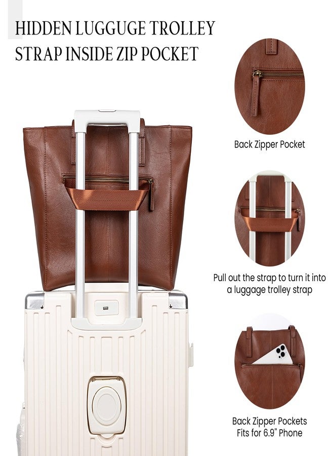 بيفن حقيبة يد كبيرة من الجلد الطبيعي بتصميم كلاسيكي من بيفن، مناسبة للعمل، مزودة بسحاب، لون بني، حجم كبير. - Image 3