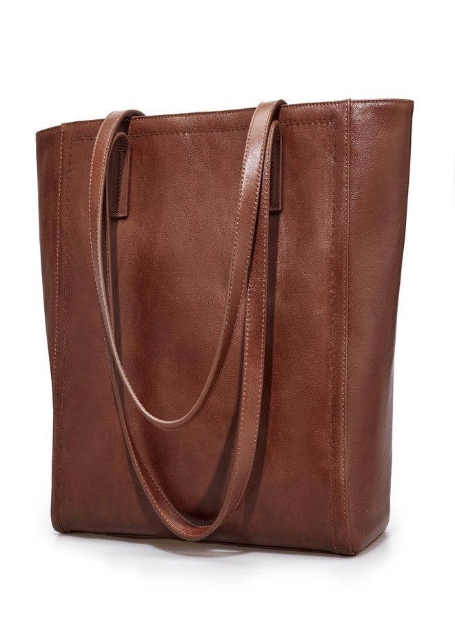 بيفن حقيبة يد كبيرة من الجلد الطبيعي بتصميم كلاسيكي من بيفن، مناسبة للعمل، مزودة بسحاب، لون بني، حجم كبير. - Image 1