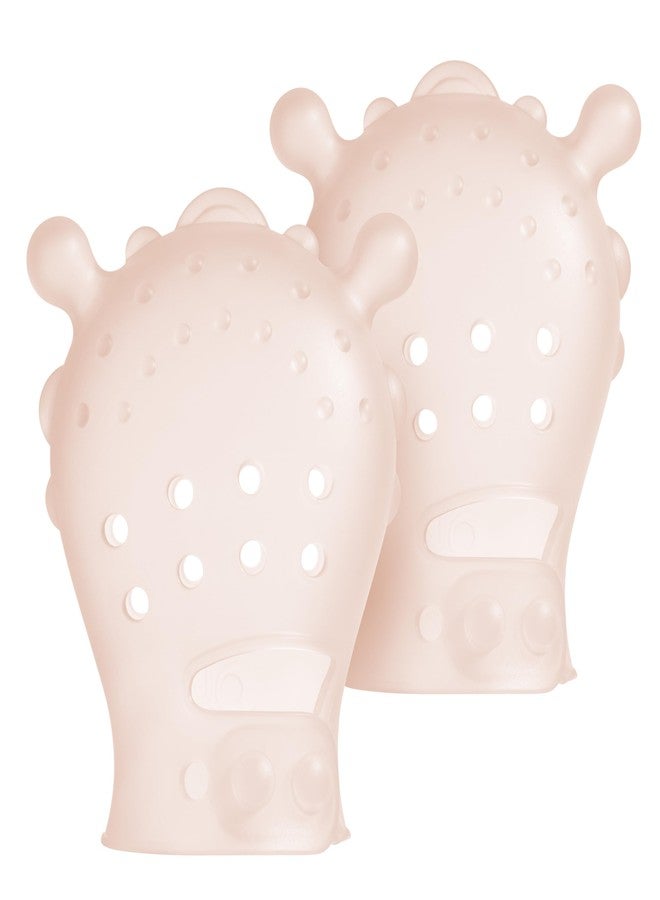 Olababy Clear Sense Silicone Mouthing Mitten (2PK) – Perfect for mouthing and Teething Babies, Adjustable Strap, BPA and Plastic-Free, 0-6 Months, Baby Essentials & Shower Gift (Coral) - Image 1