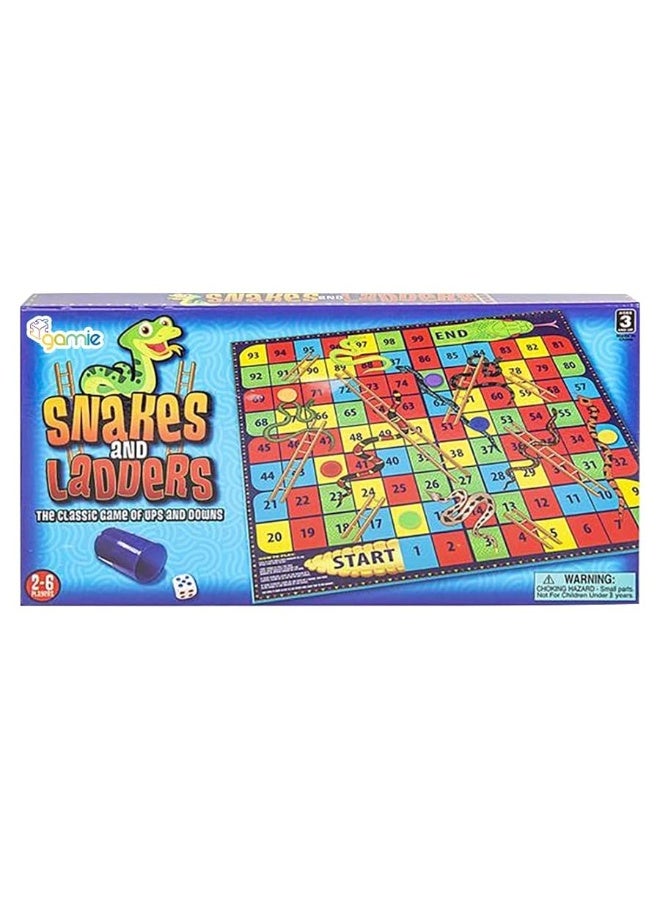 Gamie Snakes and Ladders Board Game for Kids, Complete Set with Board, 6 Pegs, and Dice, Classic Fun for Family Game Night and Classroom, Best Birthday Gift Idea for Boys and Girls - Image 2