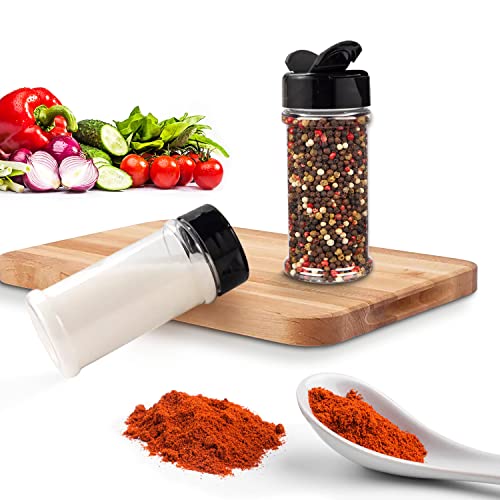 RoyalHouse 12 Pack 5.5 Oz Plastic Spice Jars with Black Cap, Clear and Safe Plastic Bottle Containers with Shaker Lids for Storing Spice, Herbs and Seasoning Powders, BPA Free, Made in USA - Image 5