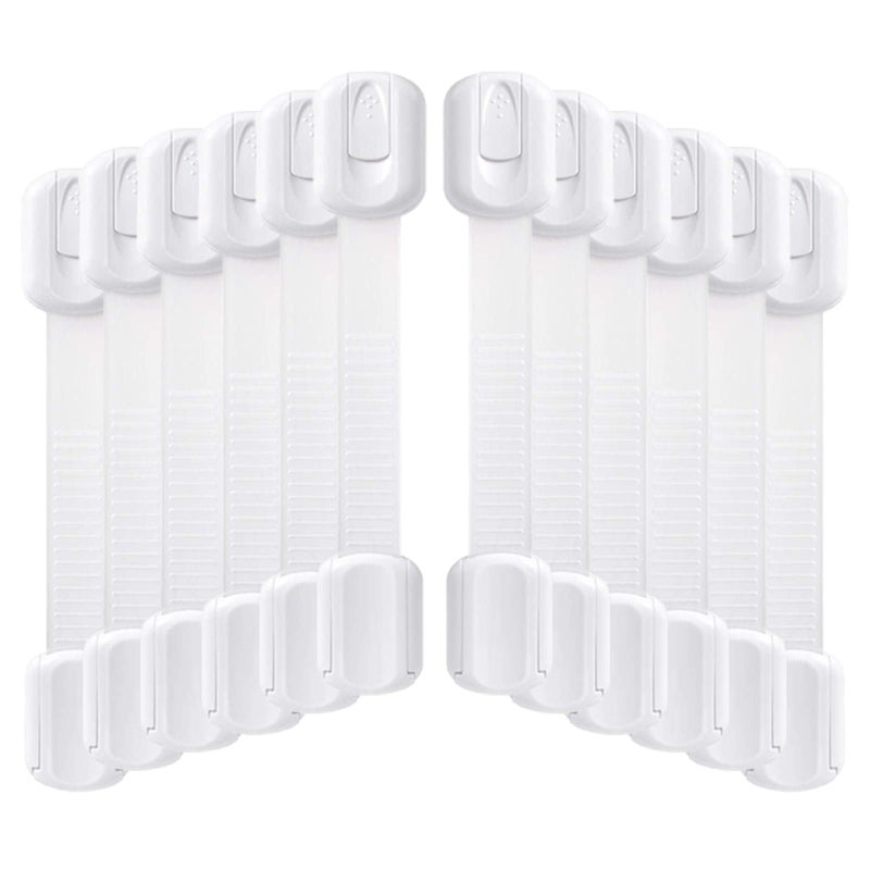 Socub 12 pack Child Safety Cabinets Strap Locks, Multi Use Latch with Strong Adhesive Pads, for Cabinets, Drawers, Oven, Toilet Seat, Fridge - Image 1