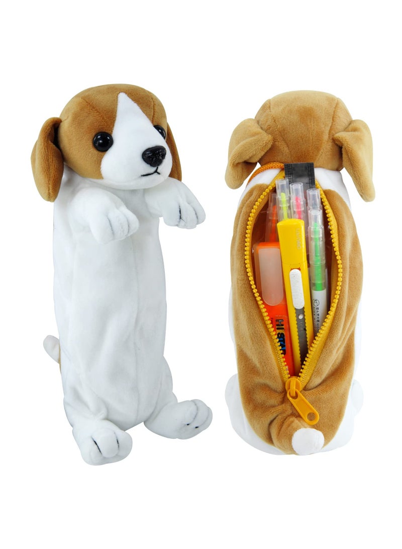 SUNSAR 3D Plush Dog Pencil Case Pouch Cartoon Storage Pen Bag Box,Beagle - Image 1