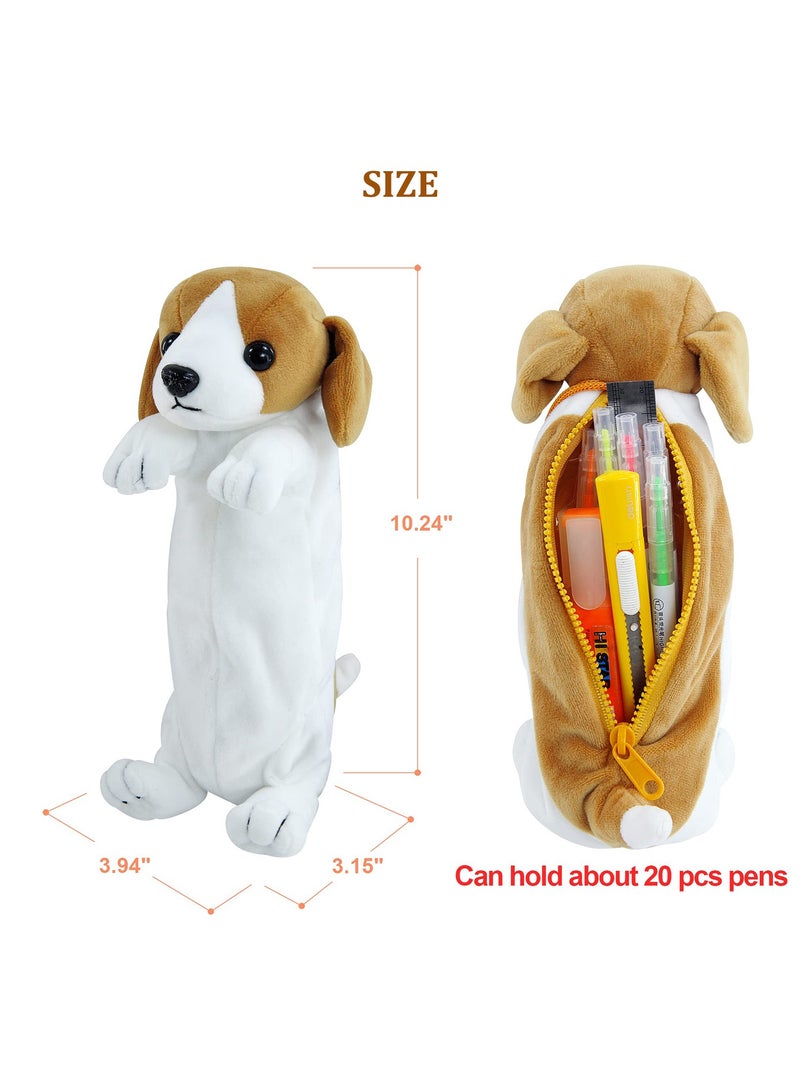 SUNSAR 3D Plush Dog Pencil Case Pouch Cartoon Storage Pen Bag Box,Beagle - Image 2