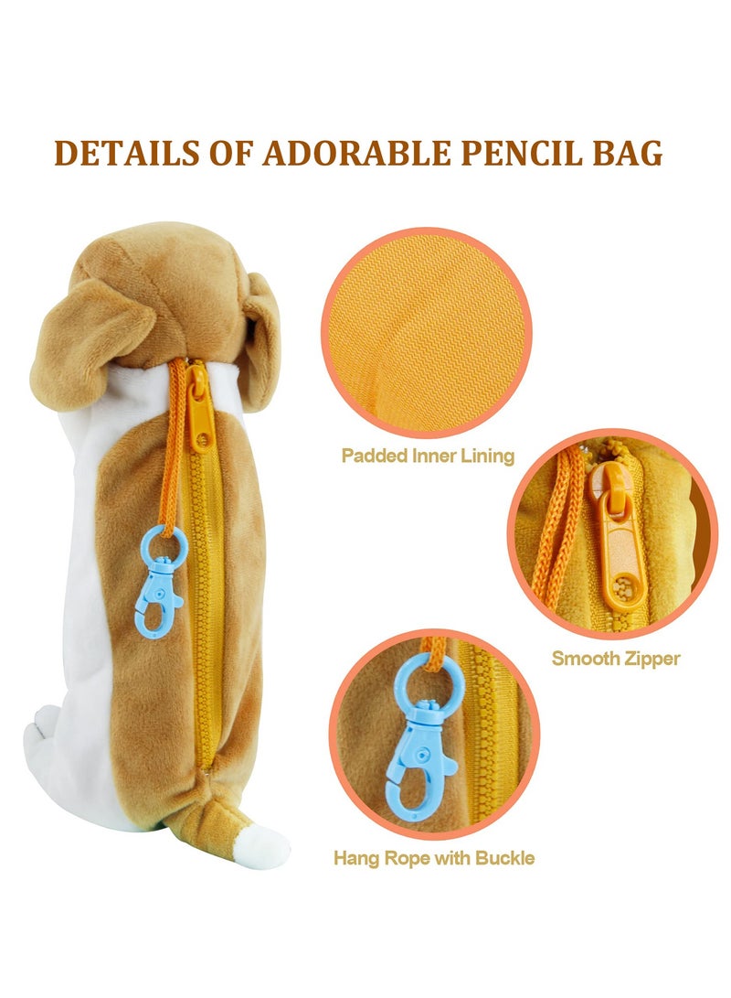 SUNSAR 3D Plush Dog Pencil Case Pouch Cartoon Storage Pen Bag Box,Beagle - Image 3