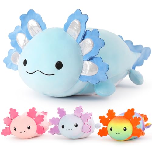 MaoGoLan Giant Axolotl Plush with 3 Baby Axolotl Inside 235 Soft Stuffed Animal Throw Pillow Blue - Image 1