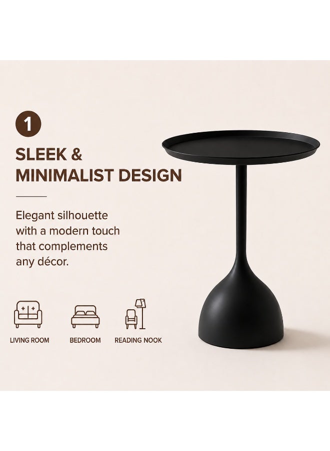 EXCLIFE Sofa side table, simple small coffee table, bedside round table, coffee table, suitable for living room, bedroom, office - Image 3