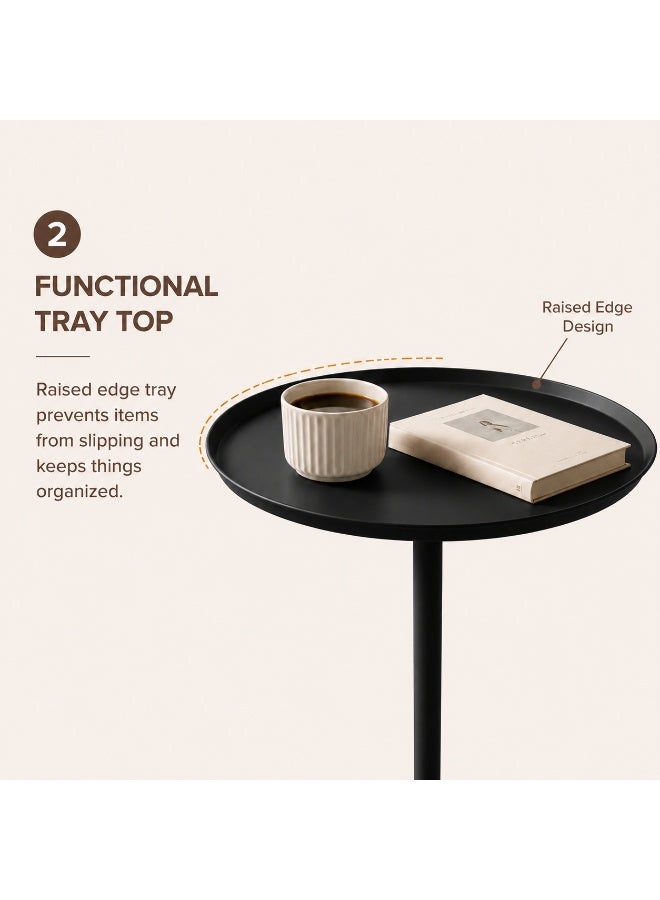 EXCLIFE Sofa side table, simple small coffee table, bedside round table, coffee table, suitable for living room, bedroom, office - Image 4