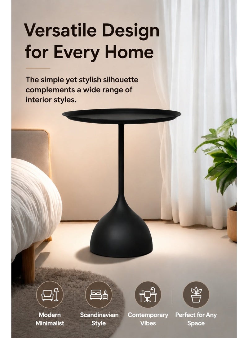 EXCLIFE Sofa side table, simple small coffee table, bedside round table, coffee table, suitable for living room, bedroom, office - Image 2