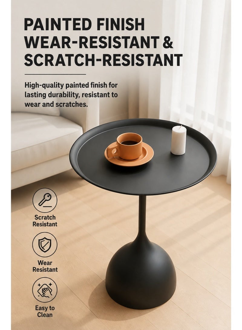EXCLIFE Sofa side table, simple small coffee table, bedside round table, coffee table, suitable for living room, bedroom, office - Image 3