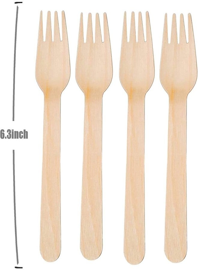 ARMAN SPOONS Disposable Wooden Forks, Natural Birch Wood Cutlery for Parties and Events 140 mm Long (5.5 inch) (6.3 INCH, 50, Piece) - Image 2