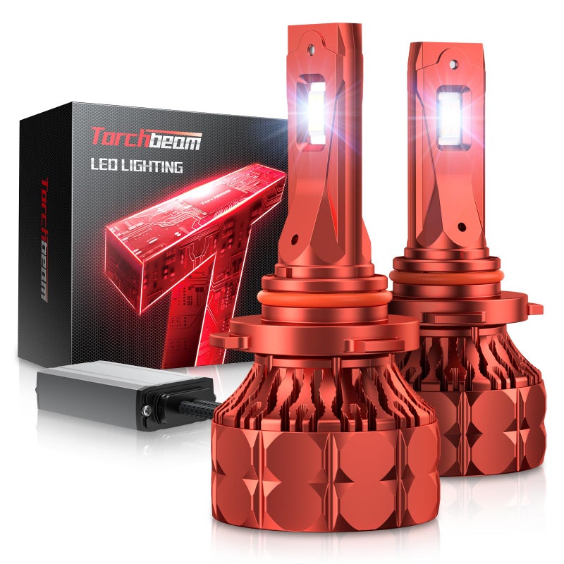 Torchbeam 2025 9005HB3 Bulbs T7 Series 48000LM 900 Ultra Brighter Light Bulbs 6500K 9005 Light with High Speed Fan 5Min Quick Installation Fog Light 60000 Hours Lifelong Pack of 2