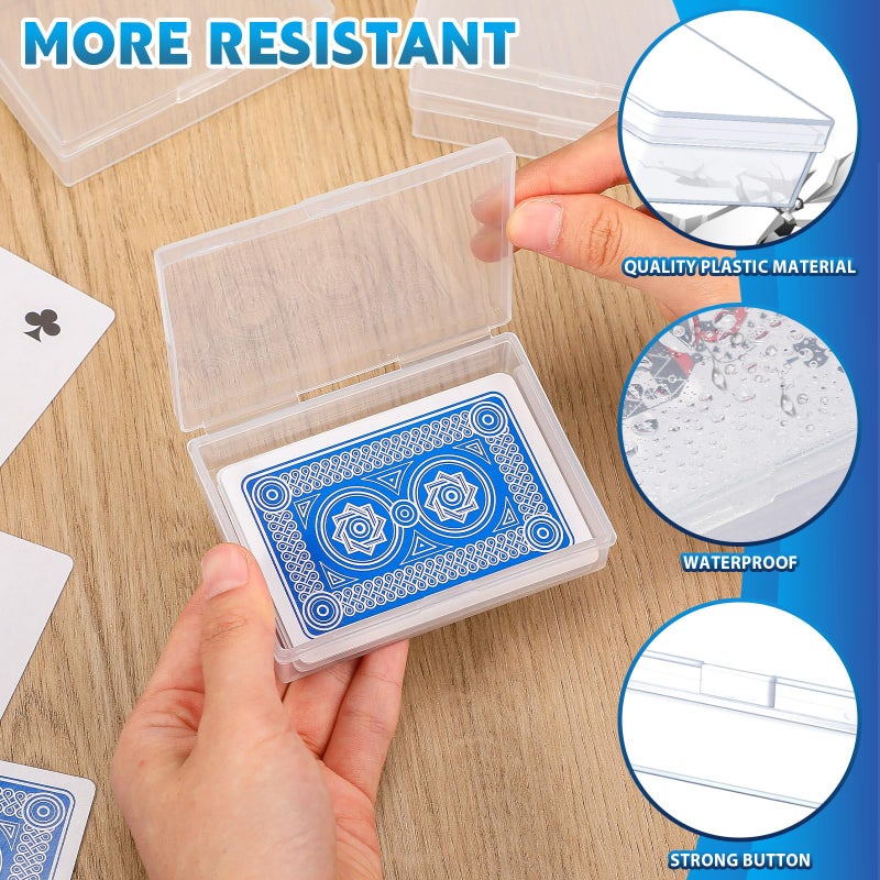 Vicenpal Playing Card Box Clear Plastic Playing Card Deck Case Snap Closed Holder Storage Organizer for Bank Business Trading Poker Gaming (60 Pcs,Raised Snap,3.86 x 2.91 x 0.94 Inch) - Image 3