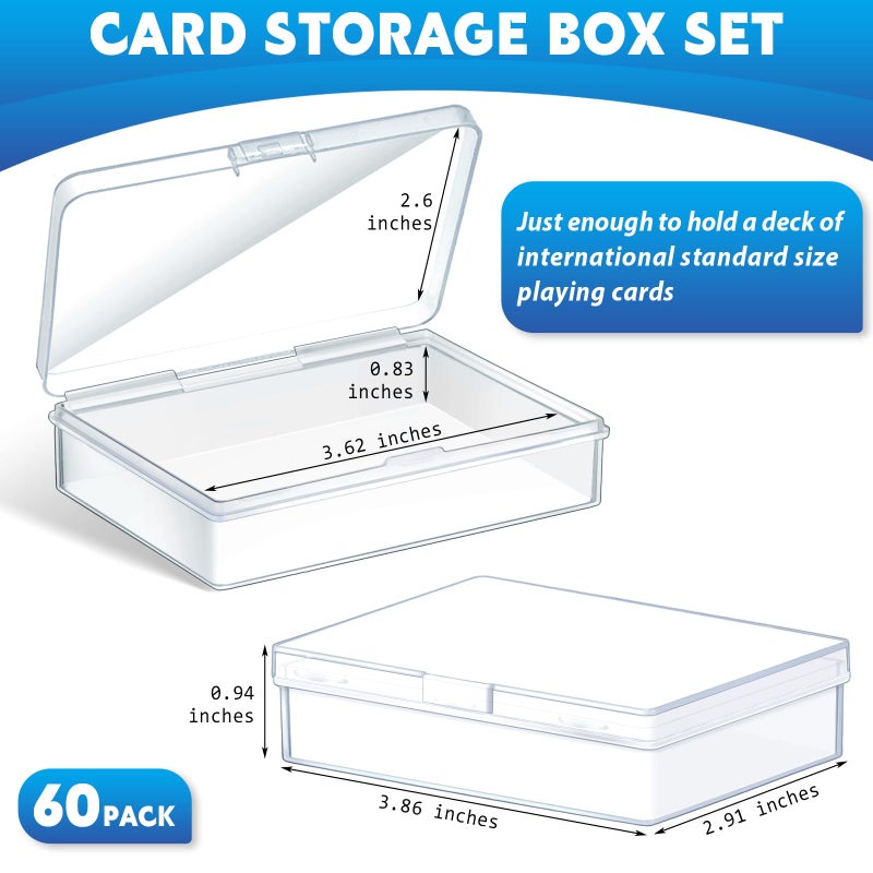 Vicenpal Playing Card Box Clear Plastic Playing Card Deck Case Snap Closed Holder Storage Organizer for Bank Business Trading Poker Gaming (60 Pcs,Raised Snap,3.86 x 2.91 x 0.94 Inch) - Image 2