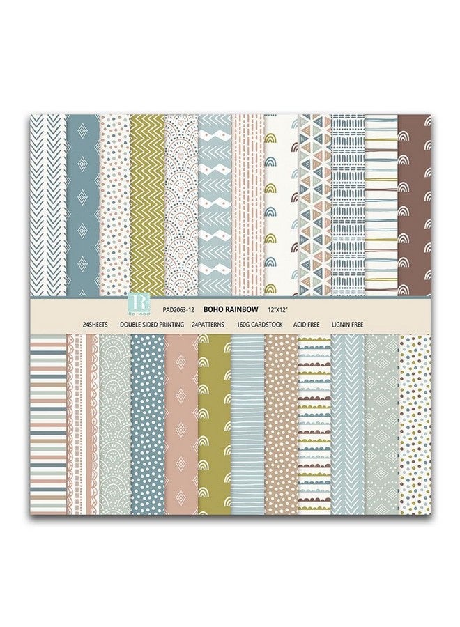 أي كامو ورق زخرفي بنمط بوهو مقاس 12 بوصة، 24 ورقة من ورق سجل القصاصات بوهو اللطيف على الوجهين، أوراق ديكوبودج DIY، مستلزمات سجل القصاصات، مستلزمات صنع البطاقات - Image 1