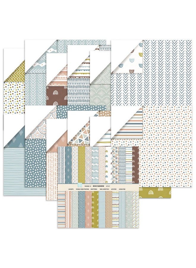 أي كامو ورق زخرفي بنمط بوهو مقاس 12 بوصة، 24 ورقة من ورق سجل القصاصات بوهو اللطيف على الوجهين، أوراق ديكوبودج DIY، مستلزمات سجل القصاصات، مستلزمات صنع البطاقات - Image 4