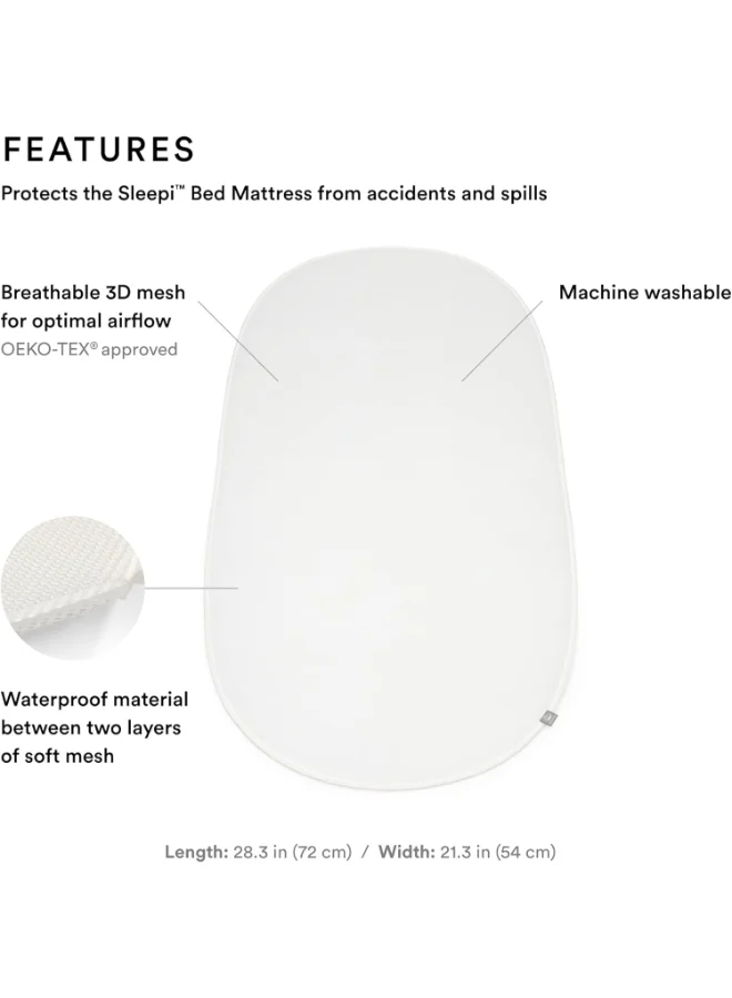 STOKKE Sleepi Protection Sheet, White Protects Mattress Against Accidents And Spills Compatible With The Oval Sleepi Mattress Exterior Made of Breathable 3D Mesh Machine Washable