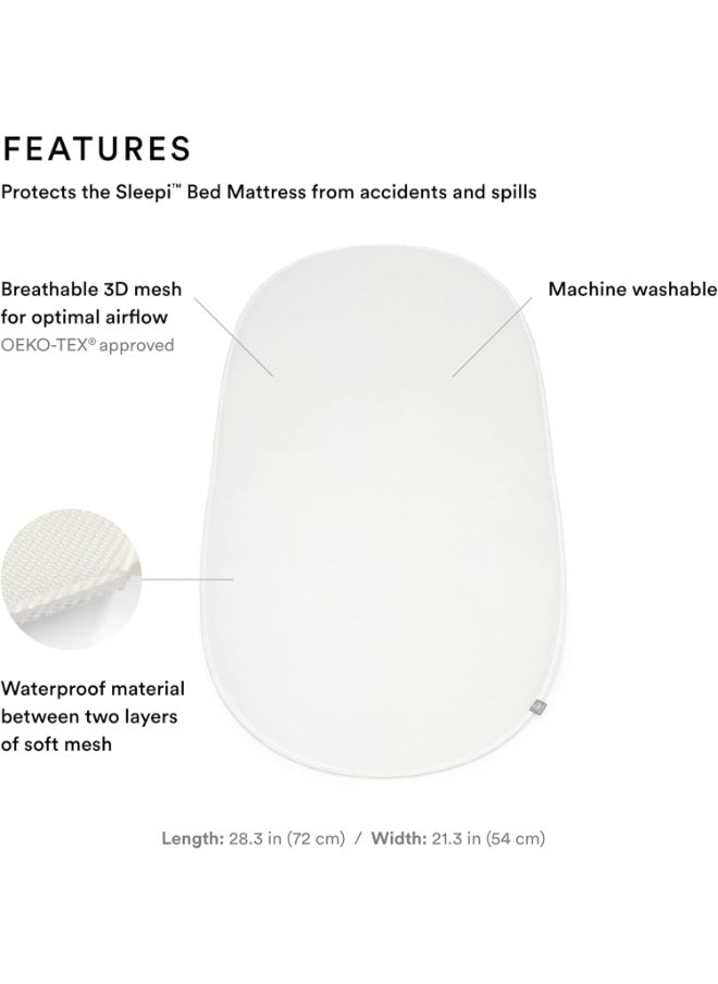 STOKKE - Sleepi Protection Sheet, White Protects Mattress Against Accidents And Spills Compatible With The Oval Sleepi Mattress Exterior Made of Breathable 3D Mesh Machine Washable - Image 1