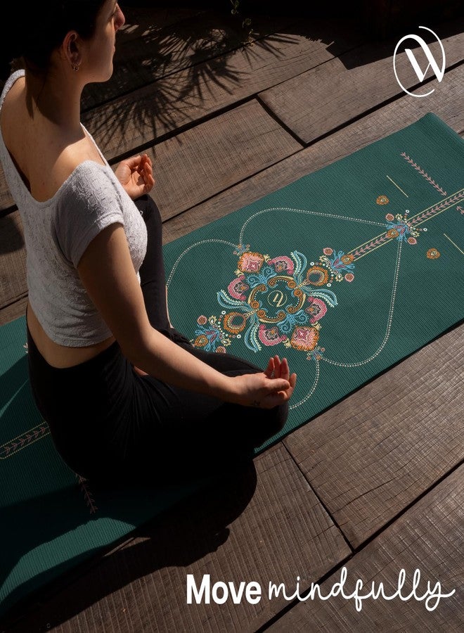 WiseLife Alignment PU Rubber Professional Yoga Mat Carry Strap Extra Thick Extra Long Exercise floor mat for Gym, Workout,Fitness, Yoga and Pilates PURE PU Leather & Natural Rubber (Green 5mm) - Image 2