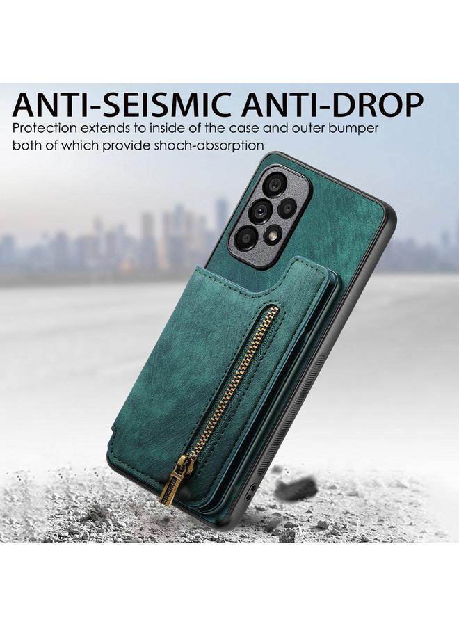 S-TOP Case For Samsung Galaxy A32 4G Retro Leather Zipper Wallet Back Phone Case - Image 4