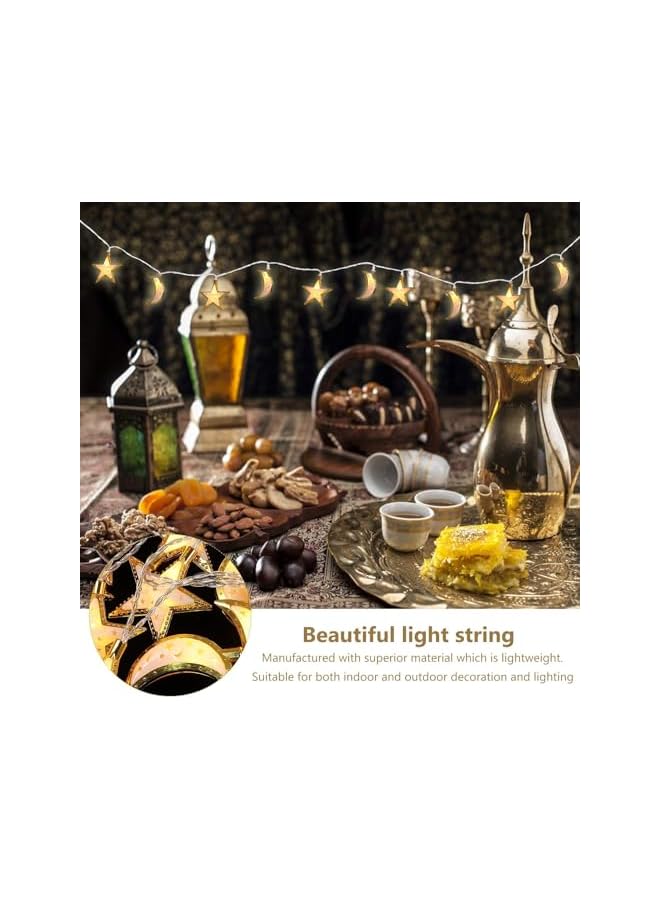 The Bros أضواء خيوط الهلال والنجوم لعيد رمضان، 6.5 قدم 20 LED مصباح قصر عيد مبارك للديكور الإسلامي الداخلي والخارجي للمنزل والحديقة (أبيض دافئ) يعمل بالبطارية - Image 5
