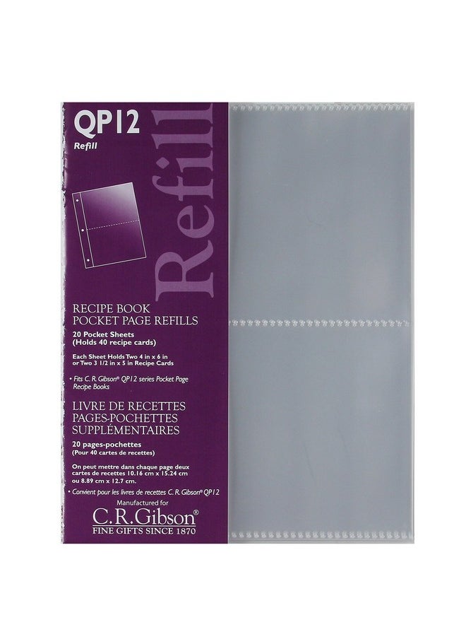 C.R. Gibson CR Gibson QP-12 Small Recipe Book Pocket Page Refill 20 sheets  - Image 1