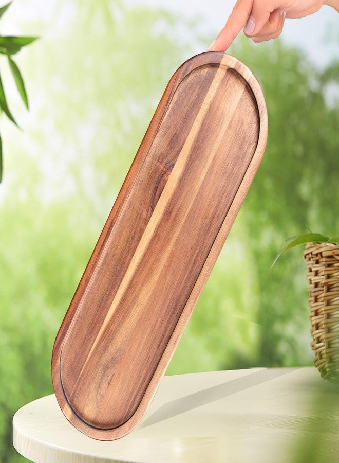Linwnil 3 Pcs Acacia Wooden Serving Trays Oval Wood Platter Wooden Serving Platter Oval Charcuterie Plates Board Cheese Plate Fruit Wood Tray Acacia Cheese Board for Dessert Appetizer (14" x 4.5") - Image 5