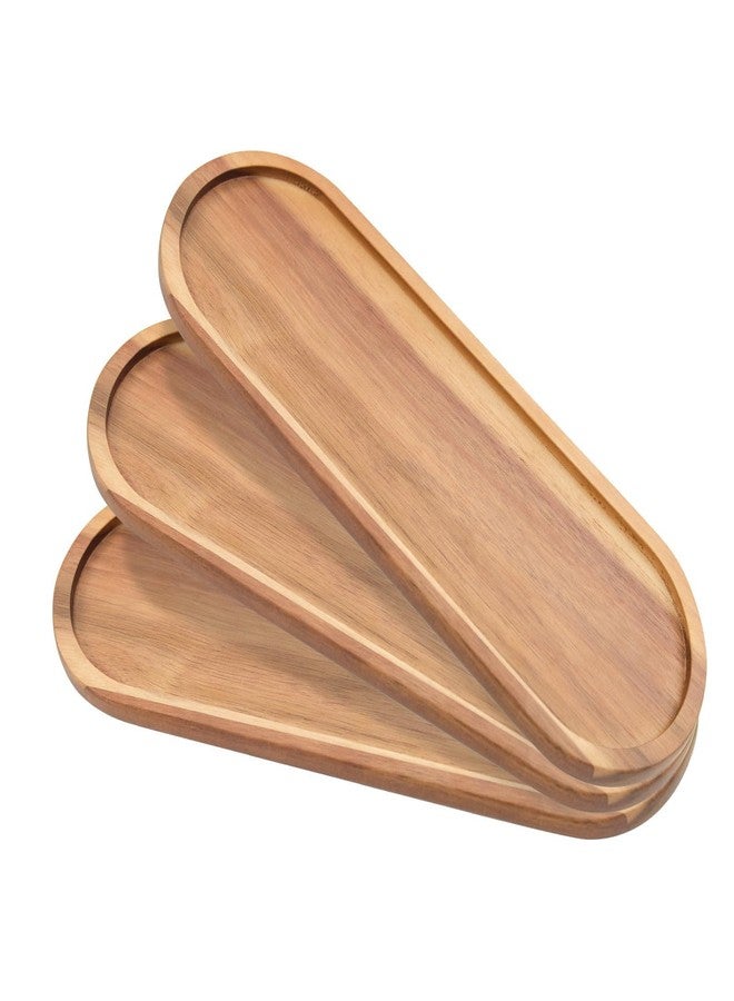 Linwnil 3 Pcs Acacia Wooden Serving Trays Oval Wood Platter Wooden Serving Platter Oval Charcuterie Plates Board Cheese Plate Fruit Wood Tray Acacia Cheese Board for Dessert Appetizer (14" x 4.5") - Image 1