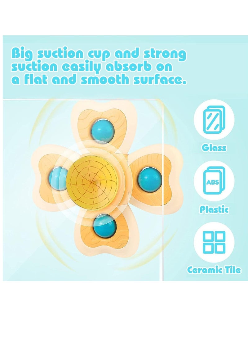 XICEN - 3pcs Spinner Toy Baby Bath Toys Bathtub Spinning Toys with Strong Suction Cups Sensory Soothing Toys for Infants Over 6 Months - Image 1
