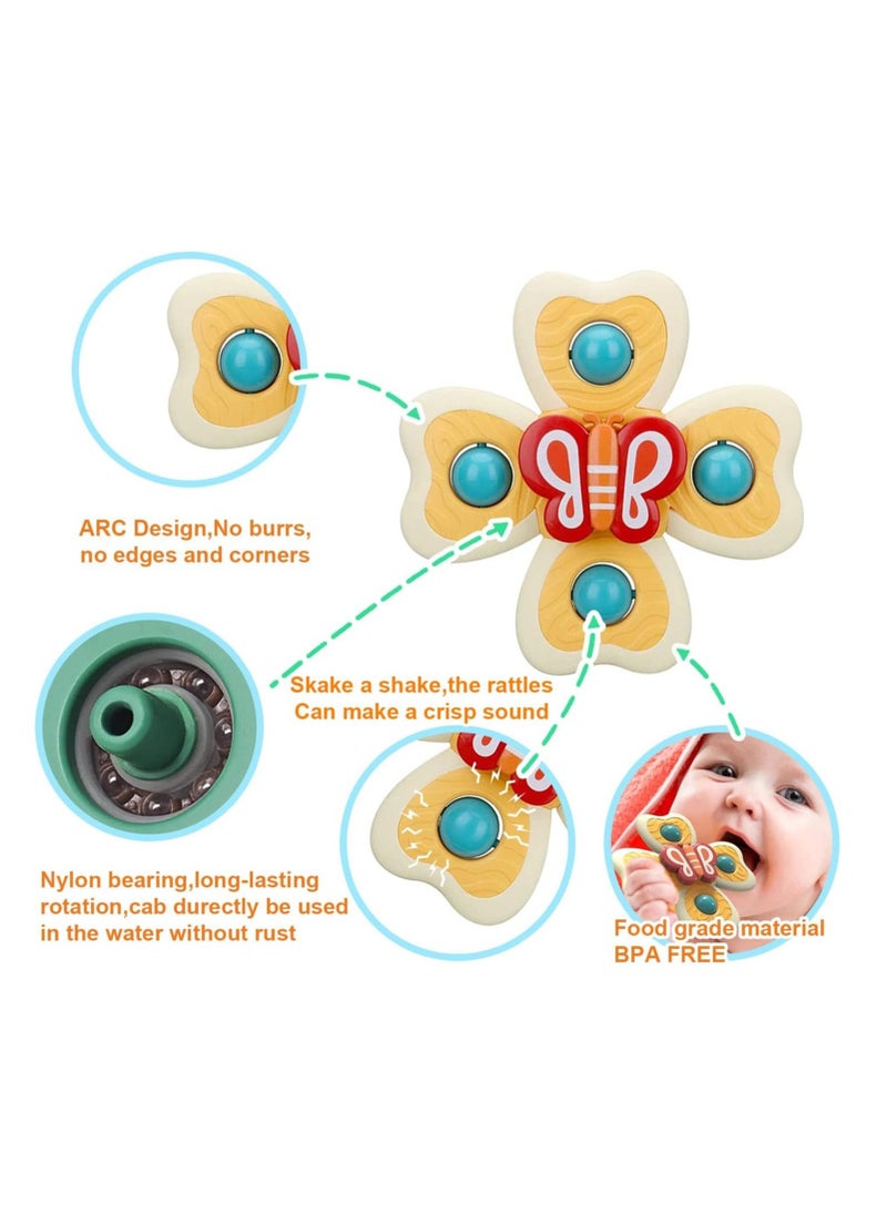 XICEN - 3pcs Spinner Toy Baby Bath Toys Bathtub Spinning Toys with Strong Suction Cups Sensory Soothing Toys for Infants Over 6 Months - Image 1